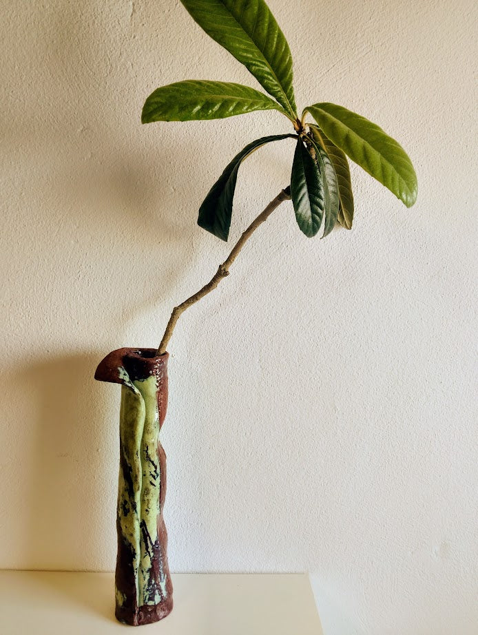 vase green and brown paperlike